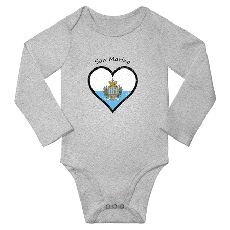 

San Marino Flag Heart Love Baby Long Sleeve Bodysuit (Gray 18 Months)