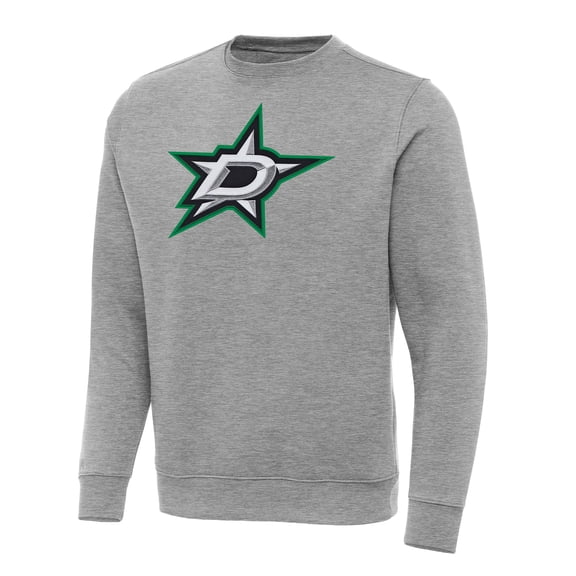 Men's Antigua Heather Gray Dallas Stars Big & Tall Victory Crewneck Pullover Sweatshirt