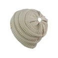 thumbnail image 1 of Gravity Threads Children's Pony Tail Thick Knit Beanie, Beige, 1 of 2
