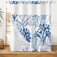 thumbnail image 6 of MIZHONA Blue Shower Curtain with Snap in Liner,Ocean Seaweed Fabric Bathroom Curtain,71"× 86", 6 of 6