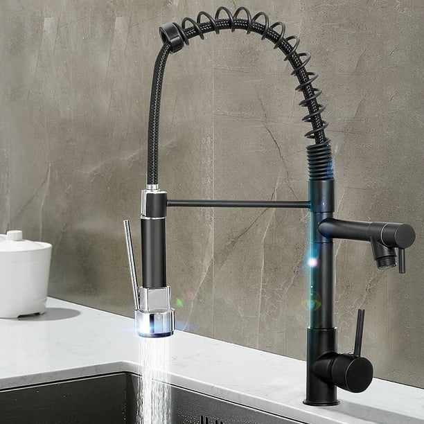 Novashion Heavy Duty Commercial Style Kitchen Sink Faucet, Single Handle Pre-Rinse Spring Sprayer Kitchen Faucets, High Arc Pull Down Matte Black