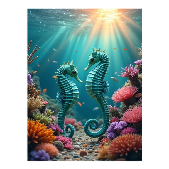 Diamond Art Kits for Adults - 5d Seahorses Coral Ocean Light Dance Diamond Painting for Adults, Diamond Art for Adults Beginners, Diamond Painting Kits for Adults for Home Wall Decor
