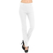 NEW Women's Straight Fit Long Trouser Pants (Large - 34" Inseam, White)