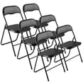 thumbnail image 1 of KFFKFF 6 Pack Folding Chairs, Foldable Leather Chairs with Heavy Duty Metal Frame & Padded Cushion, Portable Folding Card Table Chairs, Stackable Seats, Black, 1 of 9
