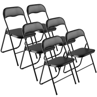 Mainstays Vinyl Padded Seat Folding Chair Black Steel Frame