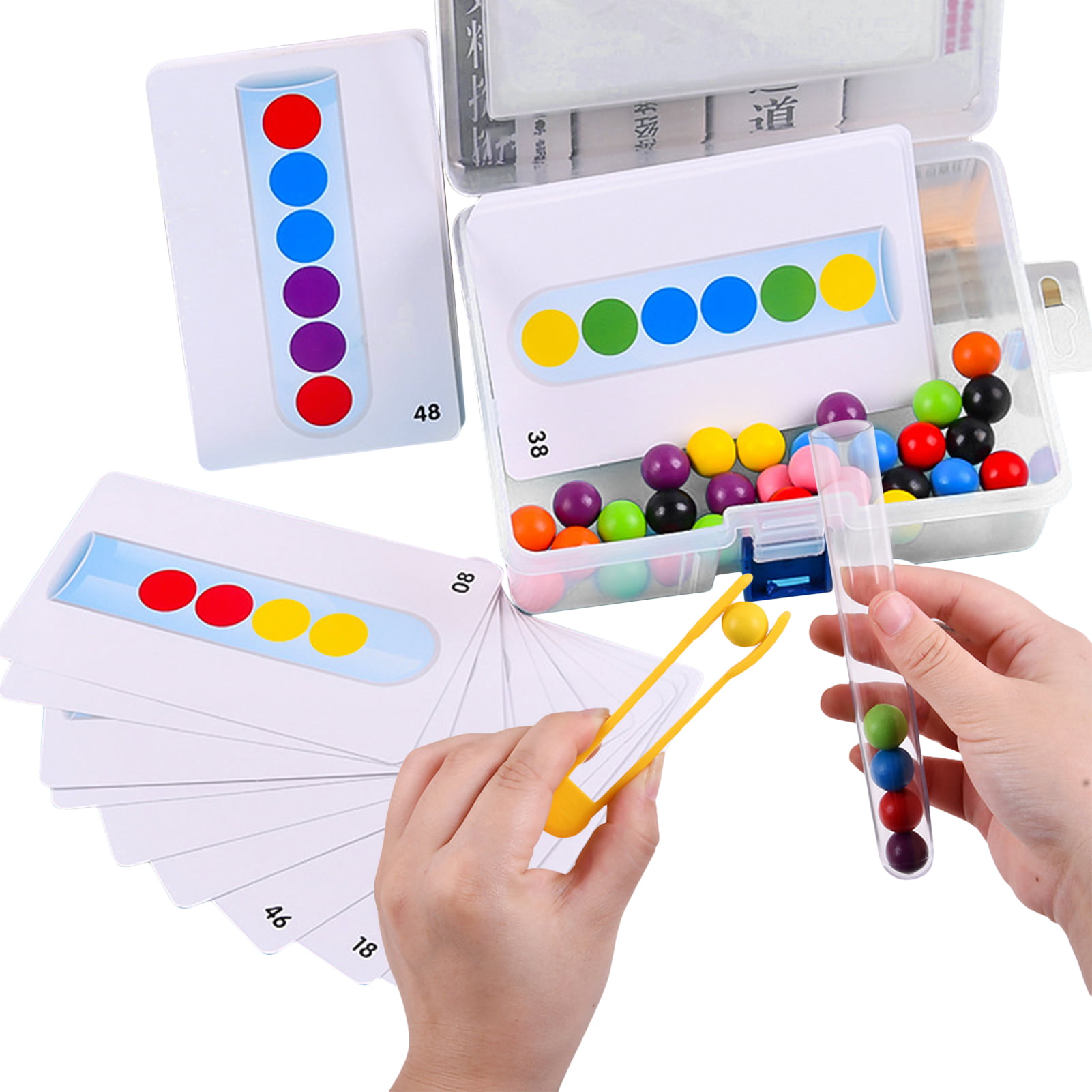 Montessori Educational Bead Game Fine Motor Skill Test Tube Clip Beads Toys 