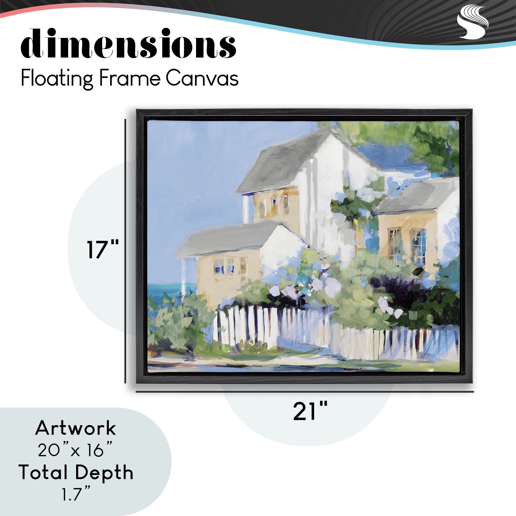 Stupell Industries Living by the Water Cottage Black Framed Floater Canvas Wall Art, design by Jane Slivka