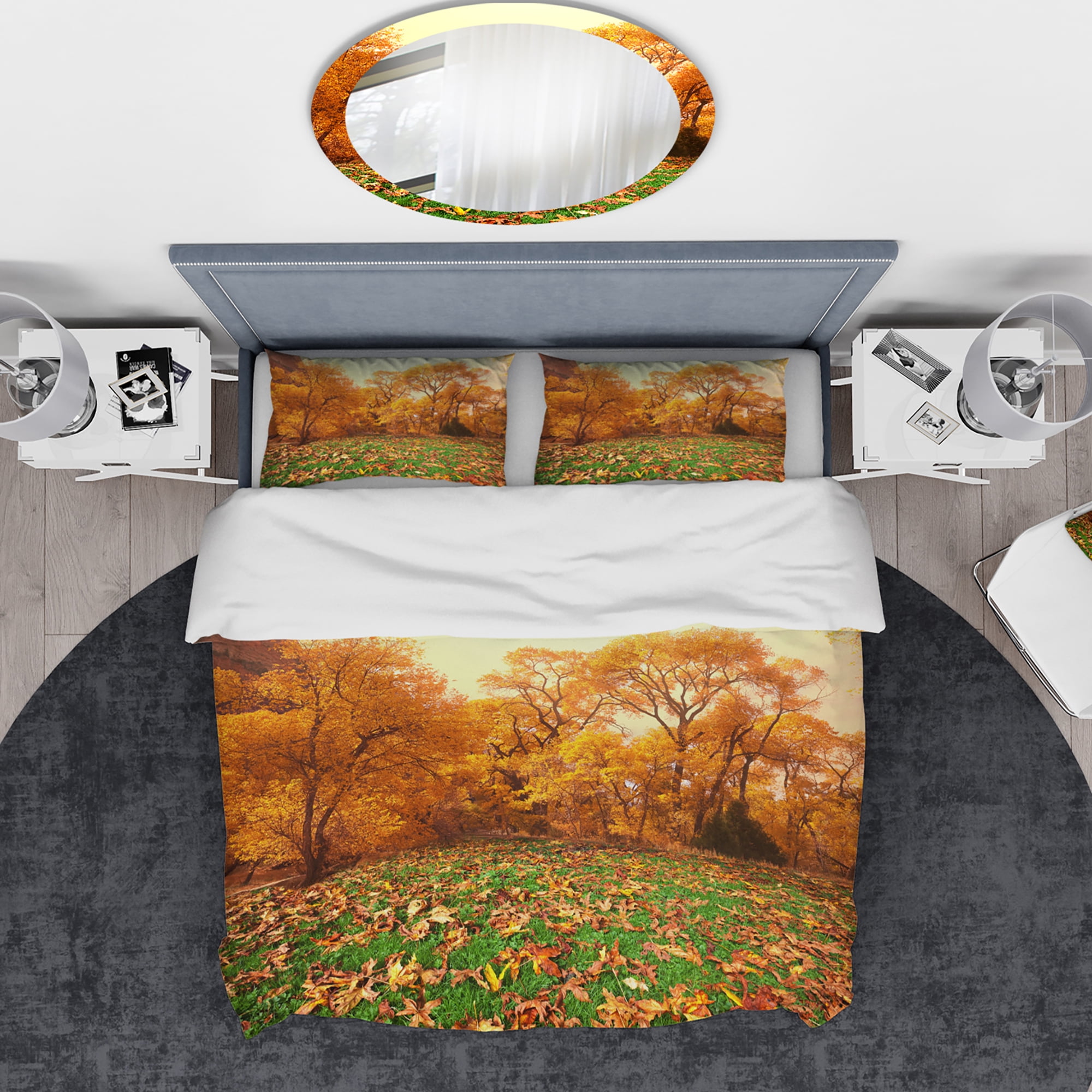 Designart 'Beautiful Autumn with Green Grass' Vintage Duvet Cover Set