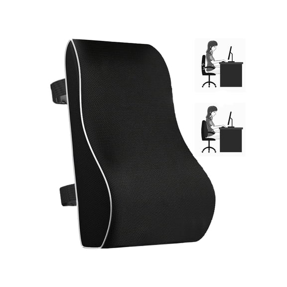 PUCACHI Lumbar Support Pillow for Office Chair, Car Back Support Pillow, Gaming Chairs Back Pillow |Memory Foam Back Cushion with Adjustable Straps, Breathable Mesh Cover & Pain Relief Design