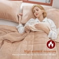 thumbnail image 4 of SHANNA Velvet Warm 3Pcs Comforter Sets, Luxury Twin Size Bedding Sets with Fleece Warm Comforters and 2 Pillowcases for Winter Bed Sofa Travel, Camel, 4 of 9