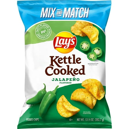 Lay's Kettle Cooked Potato Chips Jalapeno Flavored 13 1/2 Oz