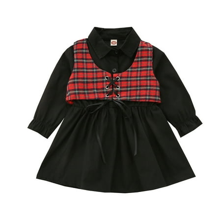 

New Born Girl Outfits for Pics Children Toddler Kid Baby Girls Christmas Plaid Vest Weskit Solid Cotton Princess Dress Long Sleeve Outfit Set Baby Girl s Set Outfit Flower Print Hooded with Pocket