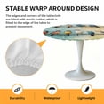 thumbnail image 6 of Watercolor Bird Elastic Fitted Round Table Cover Green Yellow Oil Painting Waterproof Outdoor Tablecloth for Holiday Party, Picnic, Patio & Dining Fits Tables Up to 55"-60", 6 of 8