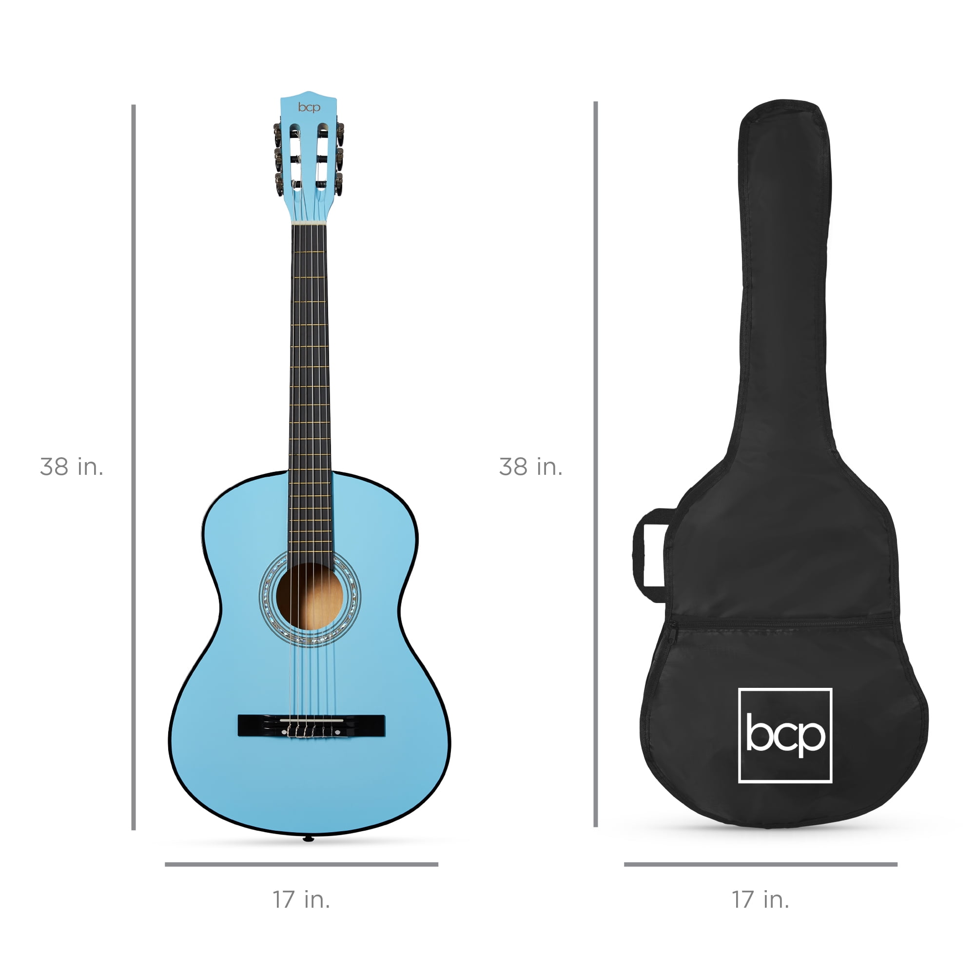 Best Choice Products 38in Beginner Acoustic Guitar Starter Kit w/ Gig Bag, Strap, Extra Strings - Light Blue