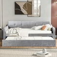 thumbnail image 2 of Twin Size Snowflake Velvet Daybed With USB Charging Design & Trundle Twin Daybed, Snowflake Velvet Sofa Bed For Living Room Bedroom Wood Daybed 81.1x81.4x31.5 In, 2 of 9