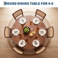 thumbnail image 3 of Space-Saving Round Dining Table for 4 – Modern Wooden Kitchen & Dining Room Table with Sturdy Pedestal Slat Base, Easy Assembly, Perfect for Small Apartments, Walnut Color, 3 of 7