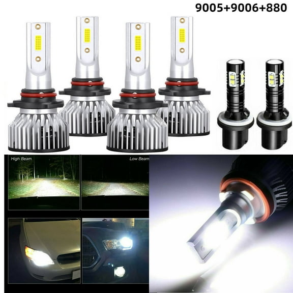 For Chevy Suburban 1991 2000 2002-2005 -6x LED Headlight Bulbs 9005 9006 High Low Beam 880 Fog Light Kit 6000K White