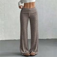 thumbnail image 5 of PBFRDSJ Women's Black Striped Wide Leg Pants Textured Elastic Waist Casual Lounge Trousers Lightweight Comfy Stretchy Loose Pants, 5 of 6