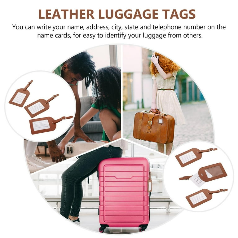 3Pcs Leather Luggage Tags Durable Luggage Bag Hanging Tags Useful