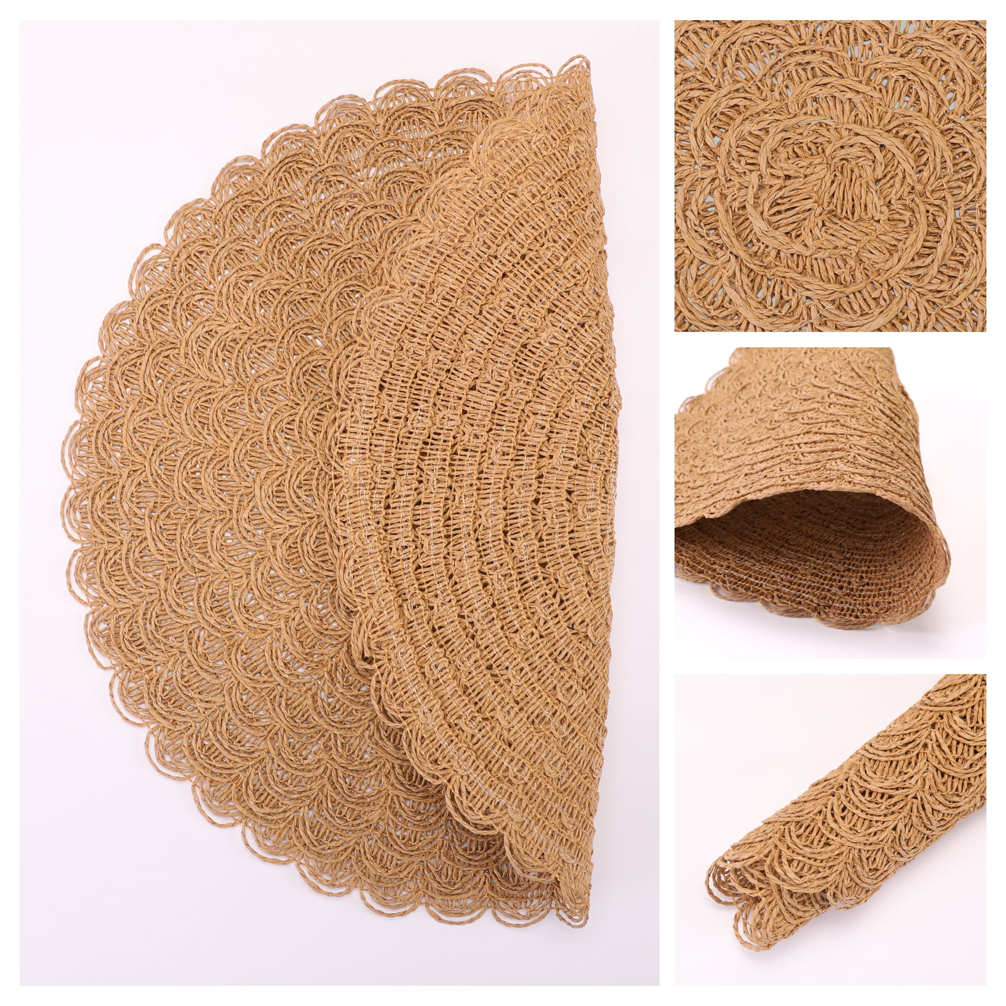 Unique Bargains 6Pcs Rustic Woven Dining Placemats Black 15x15inch