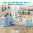 thumbnail image 2 of L-Shaped Computer Desk with Power Outlets, Adjustable Monitor Shelf, Storage Drawers, Keyboard Tray & LED Lights, Reversible Gaming Desk for Home Office, Pure White, 2 of 11