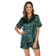 thumbnail image 5 of Womens Satin Pajama Sets Short Sleeve Silk Pajamas Sets for Women Button Down Sleepwear Set 2 Pieces Womens Loungewear Short Sets, S-XXL, 5 of 13