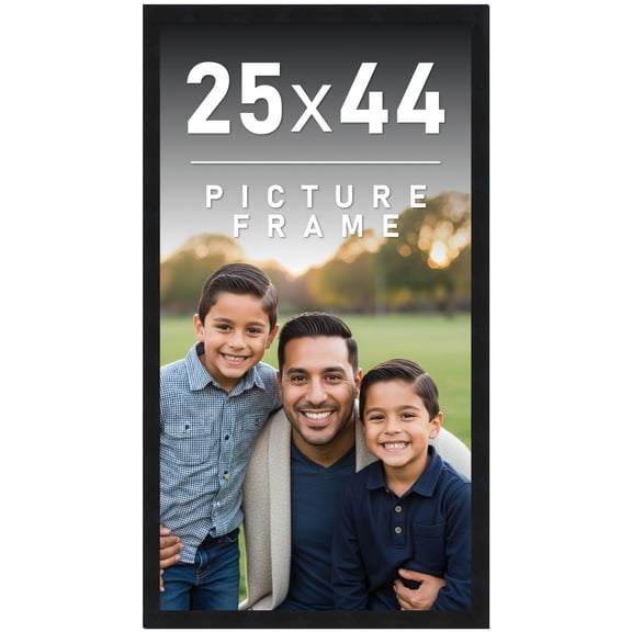 25x44 Frame Black Solid Wood Picture Frame | 0.75 Inch Moulding Width | Includes UV Acrylic