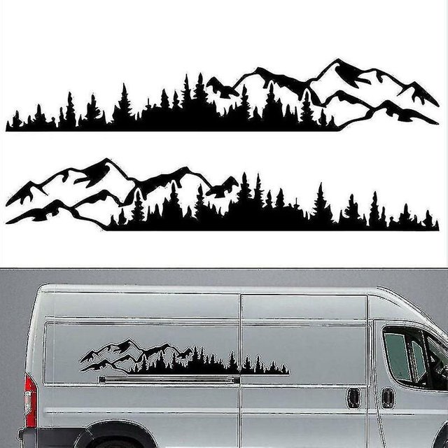2pcs Car Sticker Mountain Forest Vinyl Car Sticker Truck Window Bumper Car Door Sticker Kayak Decorative Vinyl Body Sticker
