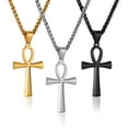 thumbnail image 6 of HZMAN Men's Stainless Steel Coptic Ankh Cross Religious Pendant Necklace, 22+2" Rope Chain, 6 of 7