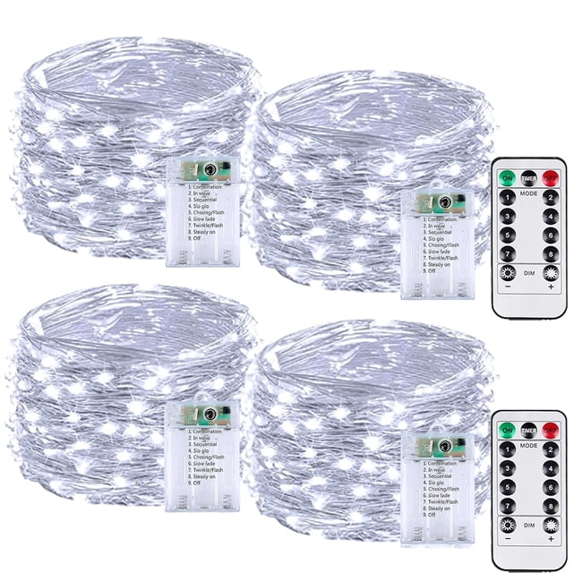 Fairy Lights BOSSERN, 60 LED, funciona con pilas, 20 m, paquete de 4