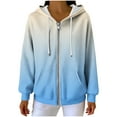 thumbnail image 4 of Womens Zip Up Sweatshirts, Hoodies for Women Fall Fashion Loose Fit Ombre Tie Dye Ribbed Knitted Long Sleeve Pullover with Pockets, 4 of 6