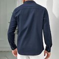 thumbnail image 4 of Men's Linen Long Sleeve Shirt Double Pocket Casual Button Up Shirt for Men Comfortable Breathable Wear Men's Lightweight Crewneck Tee Tops, 4 of 4