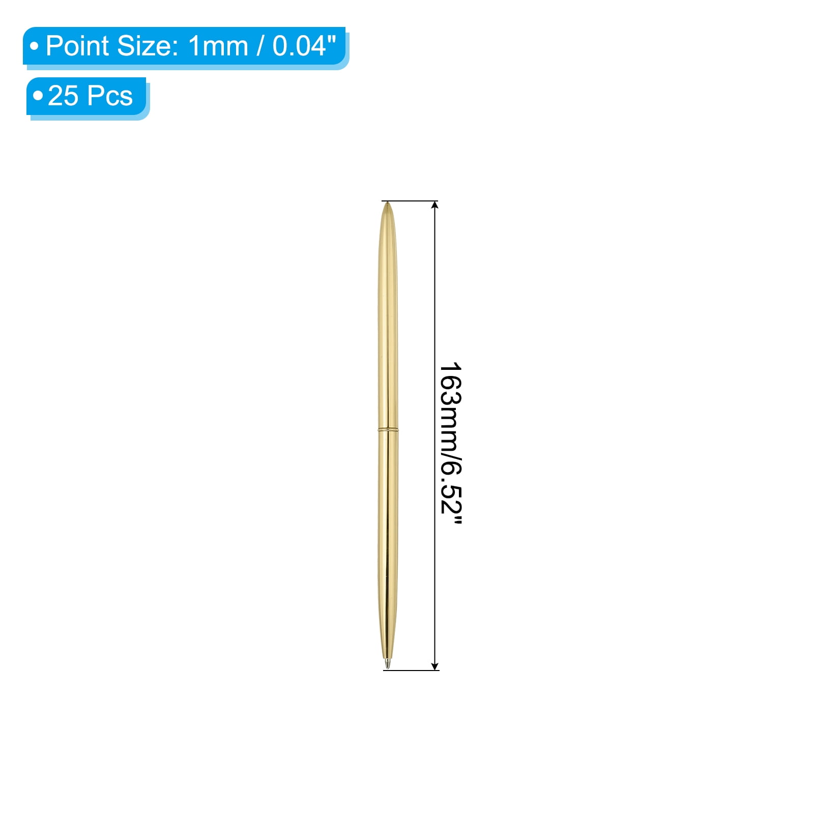 Uxcell 25 Piece Slim Metal Ballpoint Pen, 1.0 mm Retractable Metallic Twist Writing Pen for Home Office, Gold Tone