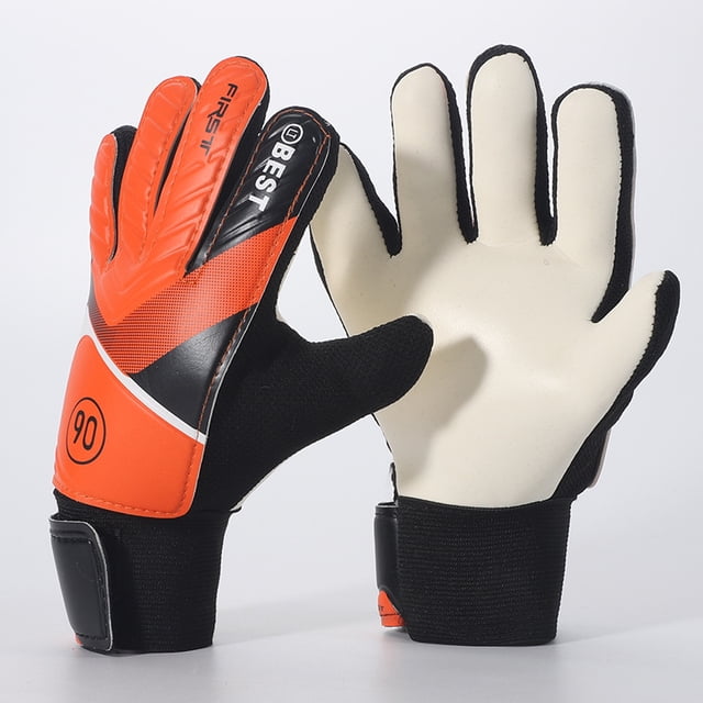 Guantes de portero para niños, excelente protección para dedos y agarres. Guantes de portero para niños y niñas, color naranja, aptos para manos de 16 a 17 cm. Rojo Verde MX-0132653FYD
