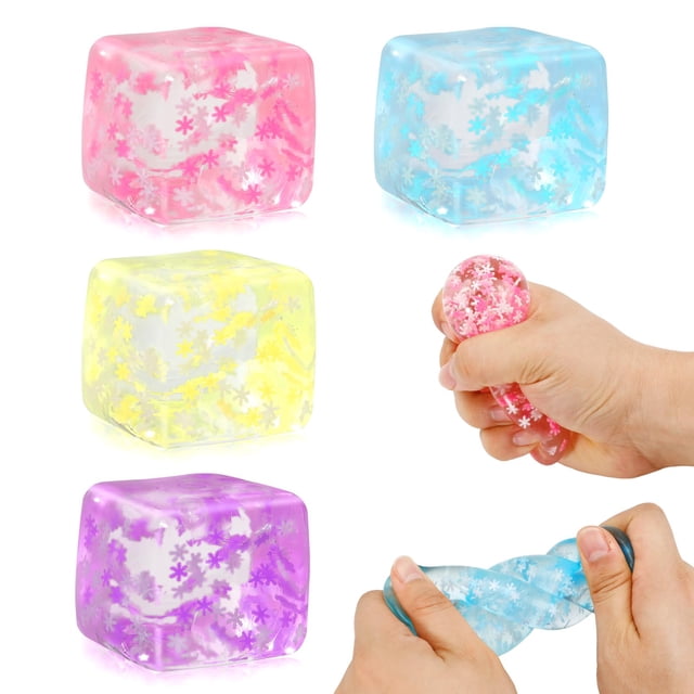 Paquete de 4 juguetes Fidget Toy Stress Cube para apretar sensorialmente Siwarm