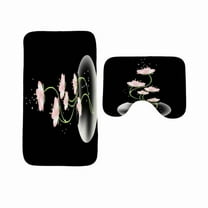 Bathroom Rugs Black Non-Slip Soft Absorbent Dolphin Printing Bath Shower Floor Mats 2 Pcs Set