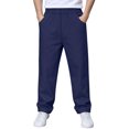 thumbnail image 2 of LEKWK Uniform Pants for Boys Pull-On Chino Pants Elastic Waist Casual Trousers with Pockets Preppy Lightweight Lounge School Formal Playwear 5-15Y, 2 of 8