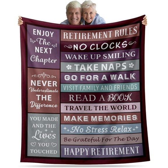 Retirement Gifts for Woman Men Retirement Blanket for Women Teacher Happy Retirement Throw Blanket for Mom Grandma Coworker Gifts for Women Best Retirement Gifts for Him Her Christmas 50x60