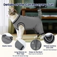 thumbnail image 4 of ROZKITCH Soft Cat Recovery Suit, Elastic Cat Onesie after Surgery, Rear Leg and Abdomen Wound Protection, Cat Cone Collar Alternative, Gray, L, 4 of 9