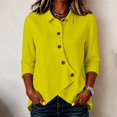 thumbnail image 2 of Summer Sales Womens Summer Tops Asymmetrical Placket Collar Linen‑Blend Button Casual Blouse Oversized Tshirts for Women, 2 of 9