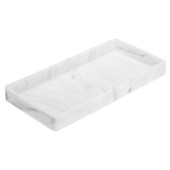 Bathroom Vanity Tray, 7.9"x3.9" Silicone Soap Dispenser Trays, Marble White