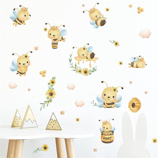 Pegatinas de Pared de Insectos de Abejas de Dibujos Animados YONGSHENG Extraíbles 4 Hojas