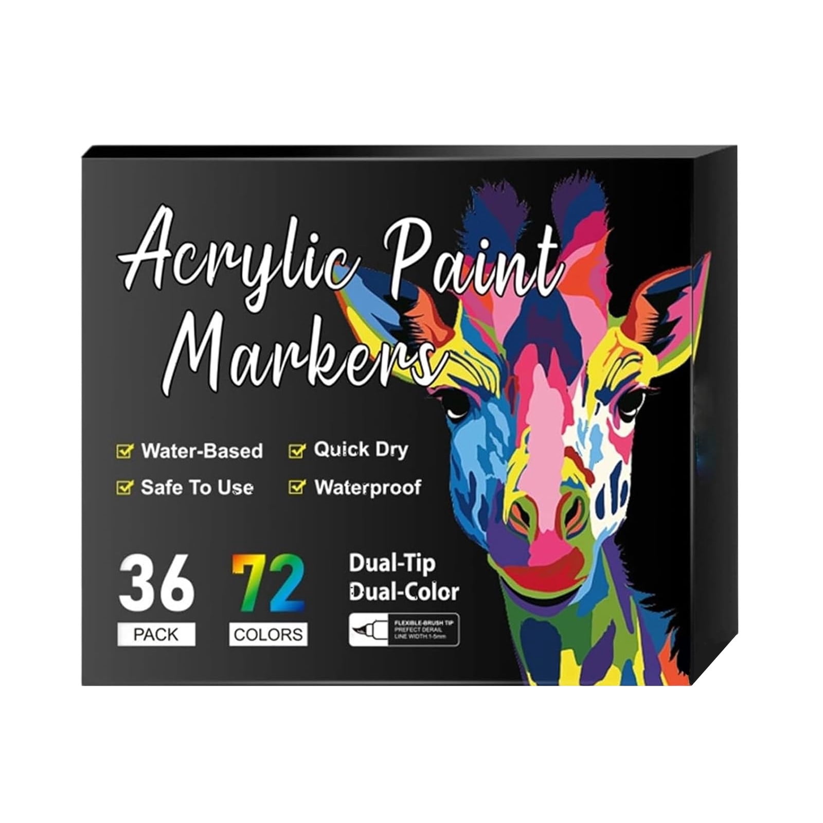 Double Ended Acrylic Paint Markers 3Ml, 36/72 Colors Set, Dual Tip (Fine & Chisel) Pigment Pens For Canvas Wood Ceramic Diy Crafts, Water-Based Odorless Safe Art Markers For Kids