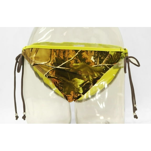 Realtree Lime Camouflage Hipster String Tie Bikini Bottoms Swimwear Women's XL