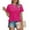 Hot Pink^, variant on Womens Short Sleeve Tops, Pleated Crew Neck Summer Tee Shirts, Casual Loose Fit Blouse, Summer Clothes for Women Hot Pink^ XXL