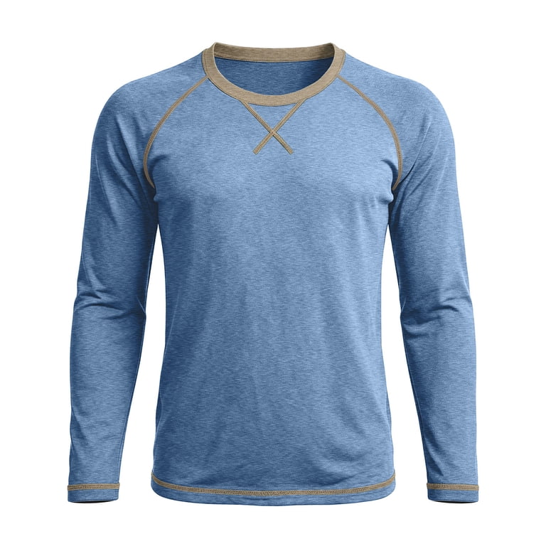 Kinrui Mens Raglan Long Sleeve Shirts Casual Sotft Solid Color Workout ...