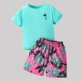 thumbnail image 2 of CHUMUD Boys Shorts Sets Hawaiian Tropical Print Summer Vacation Outfit Kids Short Sleeve T-Shirt & Shorts Casual Size 3-12, 2 of 5