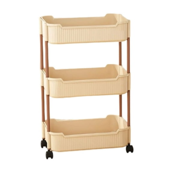 Leodye 3-Tier Rolling Utility Cart ,Multifunctional Storage Organizer with Plastic Shelf & Metal Wheels,Storage Cart for Kitchen,Bathroom,Living Room,office-22.44×13.78×9.84in