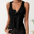 thumbnail image 2 of Patlollav Tank Top for Women Under $10.00, Women's Round Neck Tank Top Casual Sleeveless T-Shirt Solid Color Snap Button Vest, 2 of 6