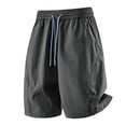 thumbnail image 6 of lcziwo Men Shorts with Pockets Summer Outdoor Elastic Waist Beach Shorts Hiking Fishing Casual Drawstring Dress Shorts Dark Gray XXL, 6 of 7